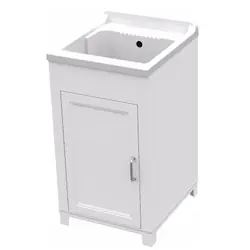 Lavatoio bianco 45 x 50 cm in resina antiacido completo di lavello e tavoletta lavaggio