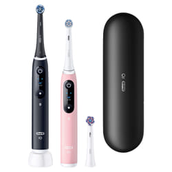 Oral-B iO6 Spazzolino Elettrico Nero-Rosa, 3 Testine, Custodia Premium, 2 Spazzolini