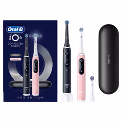 Oral-B iO6 Spazzolino Elettrico Nero-Rosa, 3 Testine, Custodia Premium, 2 Spazzolini - Vista aggiuntiva 2