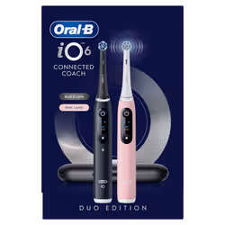 Oral-B iO6 Spazzolino Elettrico Nero-Rosa, 3 Testine, Custodia Premium, 2 Spazzolini - Vista aggiuntiva 4