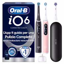 Oral-B iO6 Spazzolino Elettrico Nero-Rosa, 3 Testine, Custodia Premium, 2 Spazzolini - Vista aggiuntiva 5