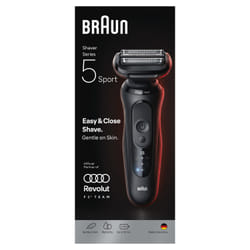 Braun Series 5 Rasoio Elettrico, Fino a 50 min, 52-N1000sF1, Rosso