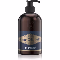 Scopri le cure di lusso per gli uomini. Lo shampoo per la barba Gillette King C. Beard & Face Wash pulisce perfettamente la b ...