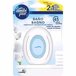 AMBIPUR DEODORANTE PER BAGNO FRAGRANZA NUVOLE DI COTONE Il deodorante per bagno Ambi Pur Cotton Clouds ha una fragranza ad in ...