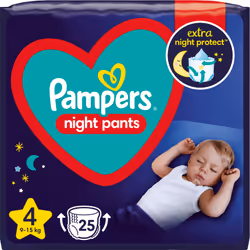 I pannolini usa e getta Pampers Night Pants garantiscono un sonno ristoratore senza fastidiose perdite. Hanno un’anima rinfor ...