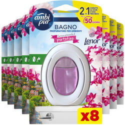Ambipur - Ambi Pur Bagno Profumatore Per Ambienti, 8 Profumatori, Fragranza Lenor Portofino, Diffusore Ambiente Con Tecnologia Elimina Odori, Durata