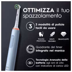 Oral-B PRO Spazzolino Elettrico Ricaricabile 3 3700 Blu, 3 testine, 1 Spazzolino - Vista aggiuntiva 5