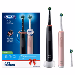 Oral-B Pro 3 3900N Gift Edition, Adulto, Spazzolino rotante-oscillante, Cura quotidiana, Sensibile, Sbiancante, Nero, Rosa, B ...