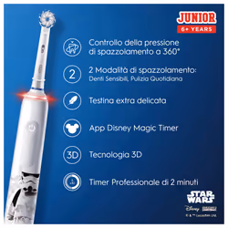 Oral-B Junior Spazzolino Elettrico Ricaricabile Star Wars +6 Anni, 2 Testine, 1 Spazzolino - Vista aggiuntiva 8