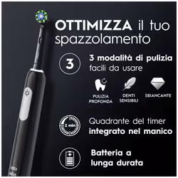 Oral-B Spazzolino Elettrico Ricaricabile Series 1 Nero con 2 Testine di Ricambio, 1 Spazzolino - Vista aggiuntiva 4
