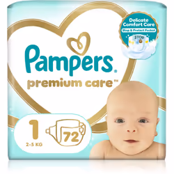 Con i pannolini usa e getta Pampers Premium Care Size 1, i bambini più piccoli, di peso compreso tra 2 e 5 kg, rimangono asci ...