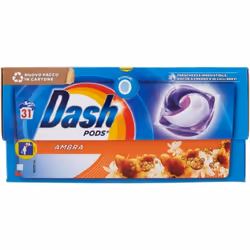 DASH PODS CONFEZIONE DA 31 PEZZI PROFUMO AMBRA Dash Pods di detersivo classico per la pulizia del tuo bucato. Queste Pods con ...