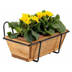 Fioriera in legno da balcone con supporto in filo d'acciaio verniciato, 35x14xh.11 cm