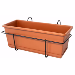 Set fioriera + balconiera modello marta composto da 1 vaso a cassetta + 1 sottovaso con riserva d'acqua + 1 balconiera, dimen ...