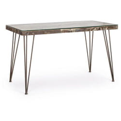 Bizzotto - Scrivania 'Atlantide' struttura in acciaio anticato, stile industriale, 130 x 65 x 75 cm