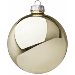Bizzotto - Palline in vetro 'Champagne Lucido' tinta unita per albero di Natale moderno -10 cm - 4 sfere
