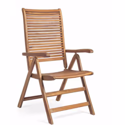 Legno di acacia, finitura ad olio, viteria in acciaio galvanizzato. MISURE 57.5 x 70 x 111h; altezza seduta 44 cm , altezza b ...