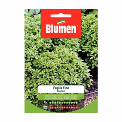 Blumen. Semi di basilico foglia finePianta bassa di forma rotondeggiante con foglioline verdi molto profumate. Adatta per la ...