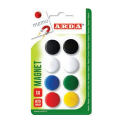 ARDA ACL01 aimant pour réfrigérateur Plastique Couleurs assorties, Noir, Bleu, Vert, Rouge, Blanc, Jaune 8 pièce(s)