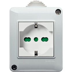 Vimar - 0T14802.U Plana Contenitore IP40 + Presa sicury 2P+T 16A universale, per eurospine 2P 2,5A, 2P e 2P+T 10A e 16A standard it, 2P+T 16A