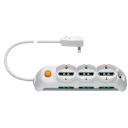 Presa mobile multipla 2P+T 16 A 250 V~ 3 uscite SICURY universale 6 uscite SICURY standard italiano tipo P17/11 Interruttore ...