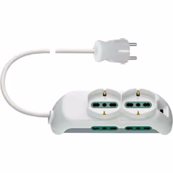 Presa mobile multipla 2P+T 16 A 250 V~, 2 uscite SICURY universale standard italiano tipo P40, 4 uscite SICURY standard itali ...