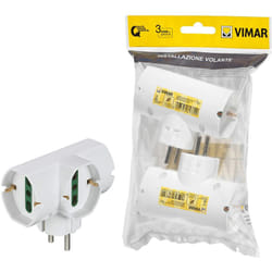 Vimar - FP00316.B Adattatore multiplo sicury 250 v verticale 2 pezzi, spina 2P+T 16 a combinata standard de e fr, 3 prese 2P+T 16 a universali