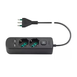 Vimar - 0R00625.CC Presa multipla con interruttore e cavo da 1,5 m, 2 universale standard italiano, 2 uscite sicury usb a, spina nero