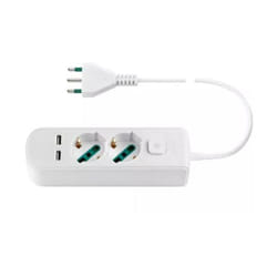 Vimar - Multipresa 2 prese universali + 2 usb + s17+interruttore bianco- 0r00625.cc.b