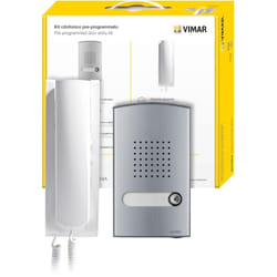 K8879.E Kit citofono 2 fili Plus contiene: unità audio, Placca audio monofamiliare, citofono cornetta con 2 pulsanti, alimentatore - Vimar