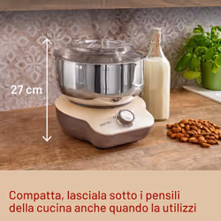 Imetec CakeLover, Impastatrice Planetaria di 5L per Torte, Dolci, Pizza, Pane, Pasta – 1500 W, 6 Velocità, Ciotola in Acciaio Inox, Doppio Gancio, Fruste – Design Compatto, Ricettario Incluso - Vista aggiuntiva 5
