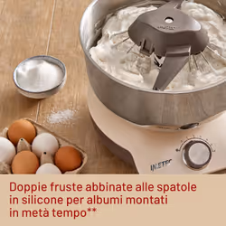 Imetec CakeLover, Impastatrice Planetaria di 5L per Torte, Dolci, Pizza, Pane, Pasta – 1500 W, 6 Velocità, Ciotola in Acciaio Inox, Doppio Gancio, Fruste – Design Compatto, Ricettario Incluso - Vista aggiuntiva 7