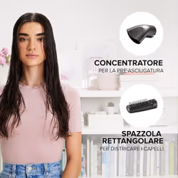 Bellissima Imetec GH18 1100 Modellatore Ad Aria, Rivestimento Spazzole In Ceramica, 5 Accessori Per Realizzare Capelli Lisci E Luminosi, A Onde Morbide O Ricci Stretti, 1000 W - Vista aggiuntiva 6
