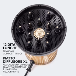 Bellissima Imetec Diffon Supreme, Diffusore ad Aria Calda per Capelli Ricci, Diffusore XL con 12 Dita, Tecnologia Ceramica&Argan Oil, 2 Velocità, 3 Temperature, Asciugatura Delicata - Vista aggiuntiva 4