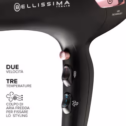 Bellissima P7 3200 Asciugacapelli, Motore Professionale, 2100 Watt, Ionizzatore, 2 Velocità, 3 Temperature, Diffusore per Ricci, Colpo Aria Fredda, Leggero, Custodia da Viaggio, Fermacavo - Vista aggiuntiva 5