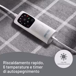 Imetec Caldoplaid Velvet Square Plaid Riscaldabile, Morbida Coperta Elettrica 150x95 cm, Basso Consumo, Tecnologia Adapto, Dispositivo di Sicurezza, Rapido Riscaldamento, 6 Temperature, Lavabile - Vista aggiuntiva 4
