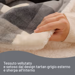 Imetec CaldoPlaid Tartan Grey Plaid Riscaldabile, Morbida Coperta Elettrica 160x120 cm, Basso Consumo, Tecnologia Adapto, Dispositivo di Sicurezza, Rapido Riscaldamento, 6 Temperature, Lavabile - Vista aggiuntiva 4