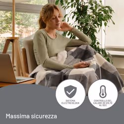Imetec CaldoPlaid Tartan Grey Plaid Riscaldabile, Morbida Coperta Elettrica 160x120 cm, Basso Consumo, Tecnologia Adapto, Dispositivo di Sicurezza, Rapido Riscaldamento, 6 Temperature, Lavabile - Vista aggiuntiva 6