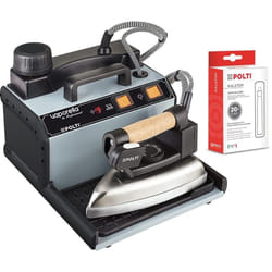 Polti - Vaporella 2H Pro Kalstop, Ferro da Stiro a Vapore con Caldaia e Tappo di Sicurezza, Pressione 3 Bar, Grigio e Nero, 20 Fiale di Kalstop per