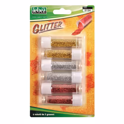 Lebez Blister 6 Tubetti Di Porporina Glitter - Colori Rosso