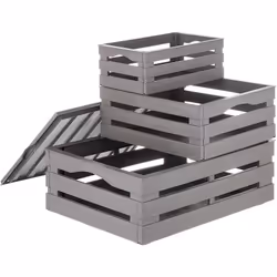 N.1 Cassetta con coperchio (Cm41x31x15h) N.1 Cassetta(Cm31x25x11,5h) N.1 Cassetta(Cm25x15,5x10h) Decoro in simil legno, Ideal ...