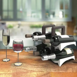 Bama - Supporto per Bottiglie Effetto Legno la Cantinetta 6 Bottiglie Panna 33x19x27cm