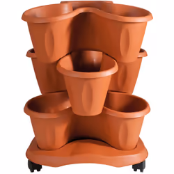 Vaso trifoglio + sottovaso + ruote bama pp Grigio d.cm 40 h.cm 51 cf=pz 3 Bama Vaso trifoglio + sottovaso + ruote bama Pp ter ...