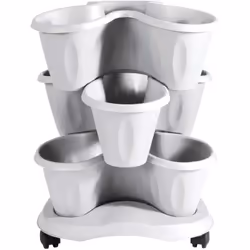 Vaso trifoglio + sottovaso + ruote bama pp Bianco d.cm 40 h.cm 51 cf=pz 3 Bama Vaso trifoglio + sottovaso + ruote bama Pp ter ...