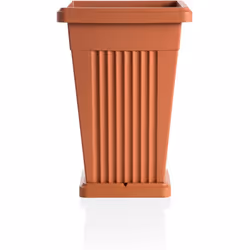 BAMA VASO A PIRAMIDE CON SOTTOVASO 40 X 40 X H59 CM COLORE TERRACOTTA Il vaso a piramide della linea bama. realizzato interam ...