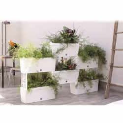FIORIERA BRIK KIT 5 VASI IRRIGAZIONE VASI COMUNICANTI 59X23X27 (X5PZ) COLORE PANNA FIORIERA BRIK KIT 5 VASI IRRIGAZIONE VASI ...