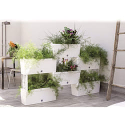 Bama - fioriera brik kit 5 vasi irrigazione vasi comunicanti 59X23X27 (X5PZ) colore panna