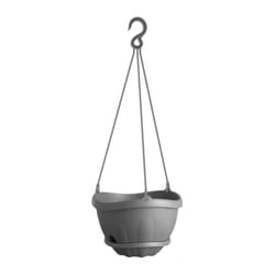 Vaso a gondola con ciotola e catena 28 cm colore grigio - Bama