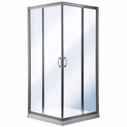 BOX DOCCIA QUADRATO 77-79 X 77-79 X 185 SP. 6 mm VETRO TRASPARENTE BOX DOCCIA CON APERTURA ANGOLARE PROFILI IN ALLUMINIO FINI ...