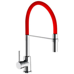 Idro Bric - Miscelatore lavello a bocca alta con doccetta estraibile e flessibile rosso winter